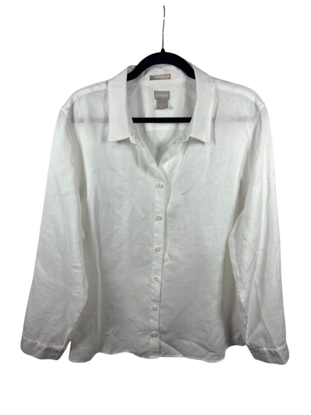 Chicos Top Womens 20/22 Linen Button Down Shirt Lightweight Long Sleeve Beach